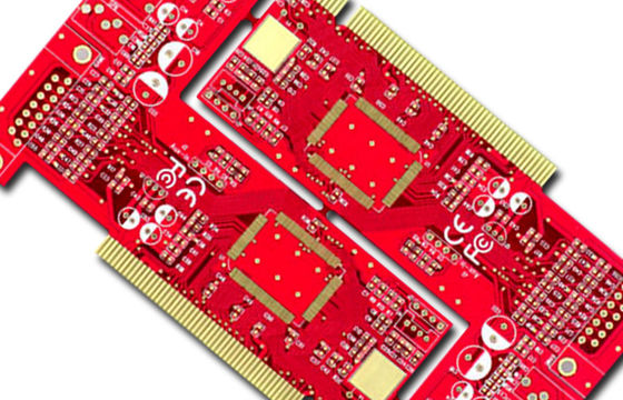 Red Solder Mask and Gold Finger PCB 4 Layer Lead Free Thickness 1.6 mm